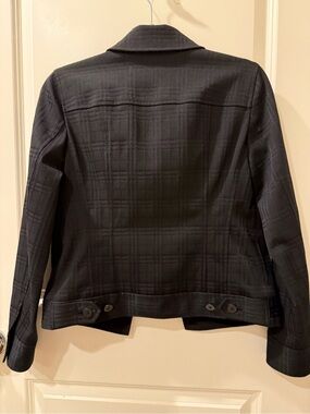Burberry Black Plaid Tailored Jacket